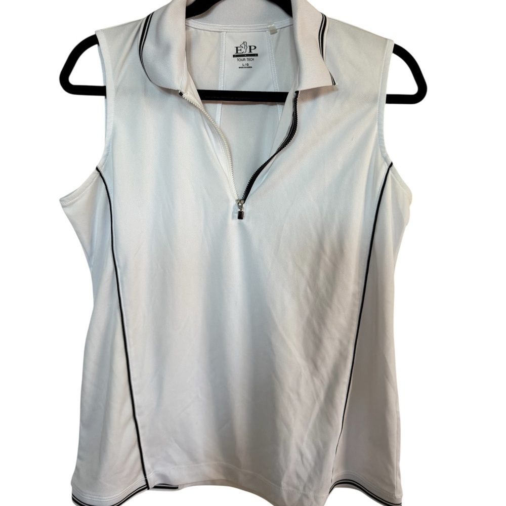 EP Pro white sleeveless golf shirt